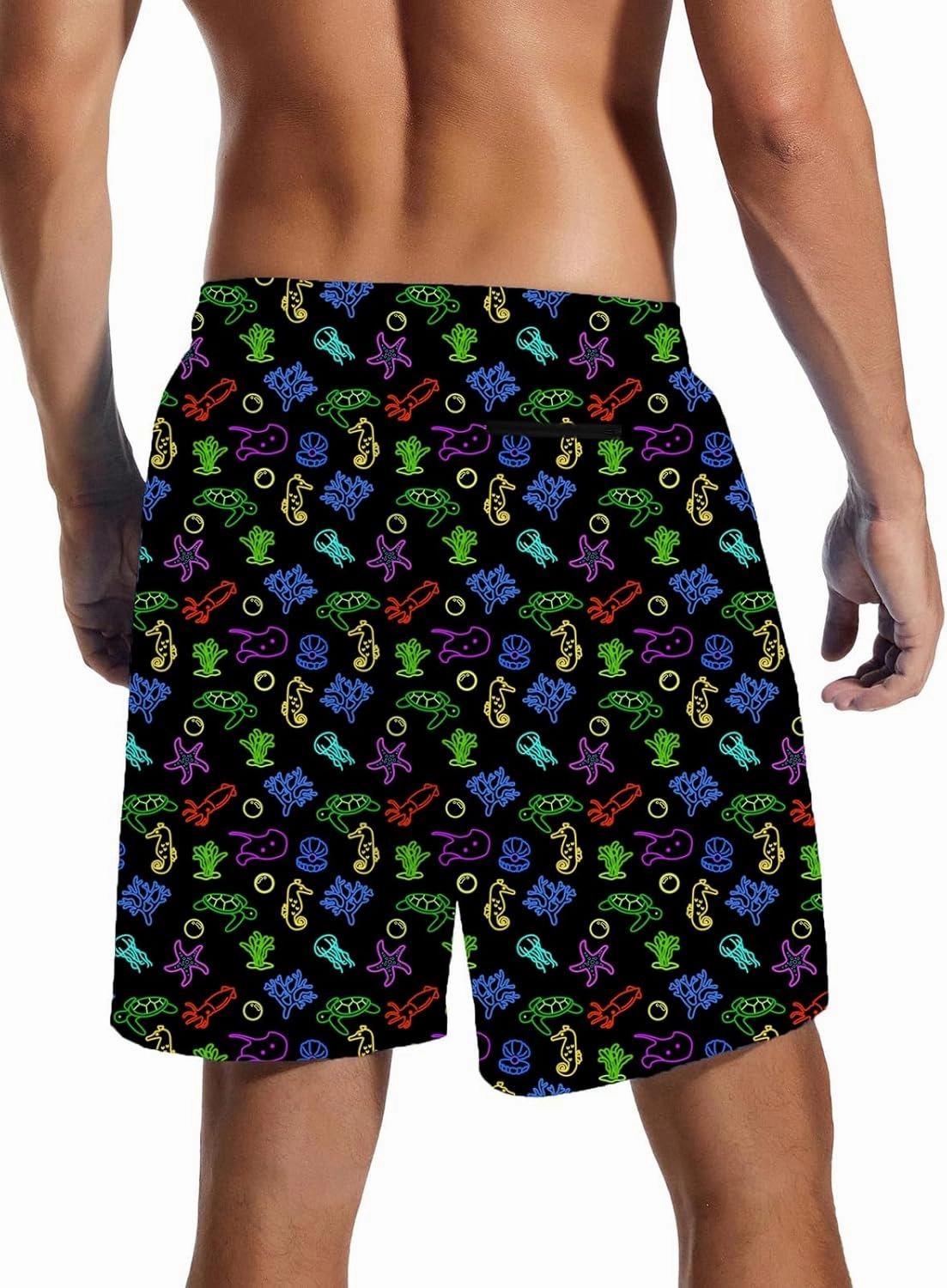 Mens Swim Trunks with Compression Liner Quick Dry Zipper Pocket Bathing