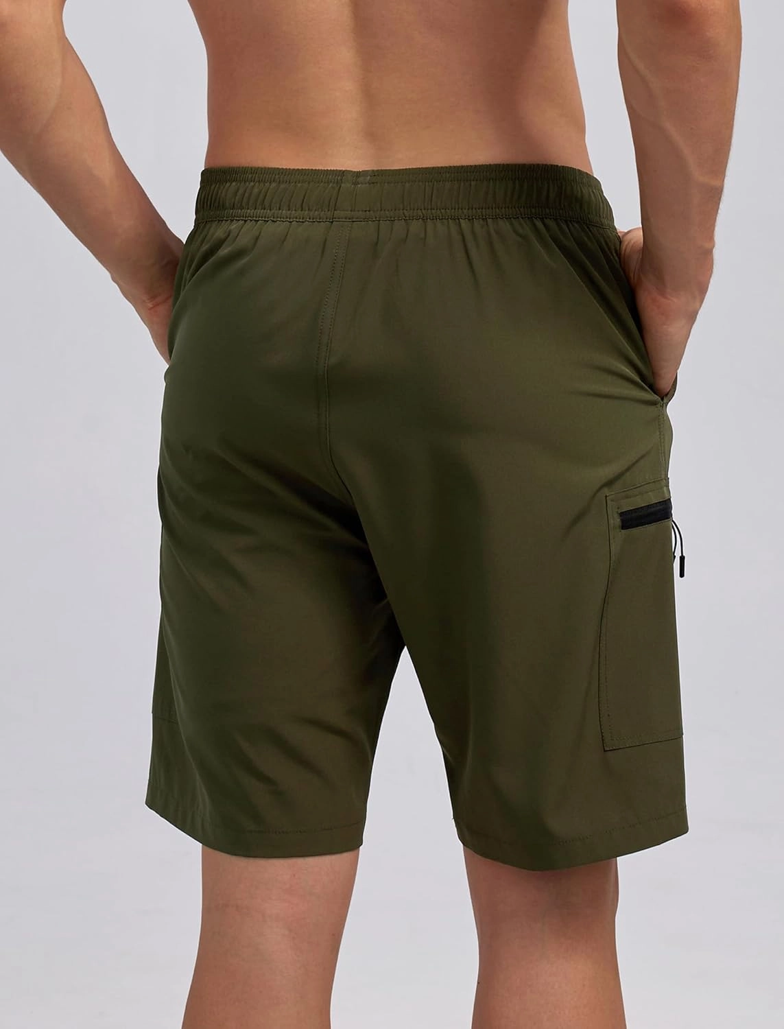 Mens Swim Trunks with Compression Liner Zipper Cargo Pockets Bathing Suit 9 Inch Quick-Dry Swimming Shorts