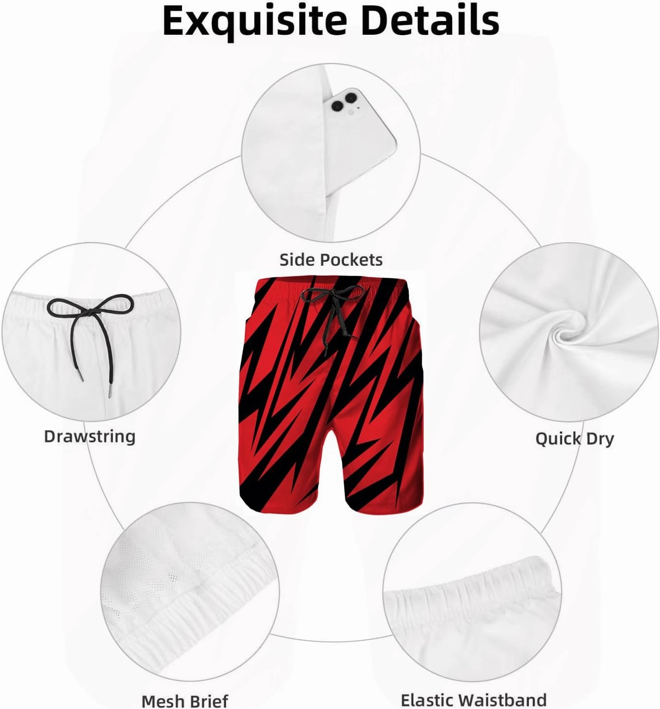 Mens Swim Trunks with Mesh Lining,Quick Dry Big Tall Board Shorts Swimsuit Beach Pants Swimwear Bathing Suits