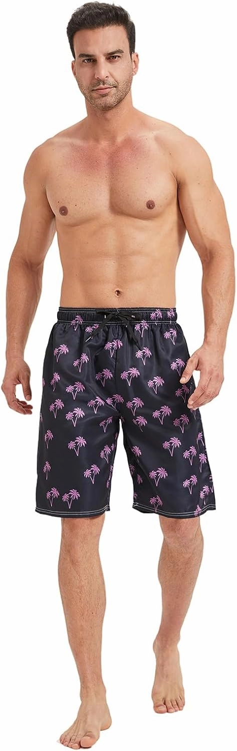 Mens Swim Trunks with Mesh Lining,Quick Dry Big Tall Board Shorts Swimsuit Beach Pants Swimwear Bathing Suits