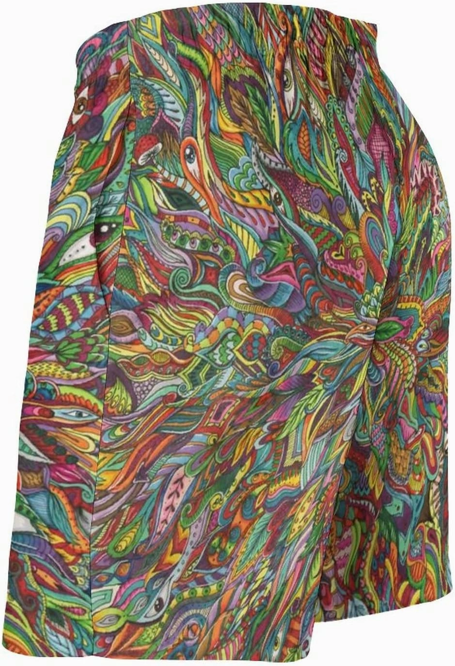 Mens Trippy Psychedelic Swim Trunks Beach Board Shorts with Mesh Lining and Pockets