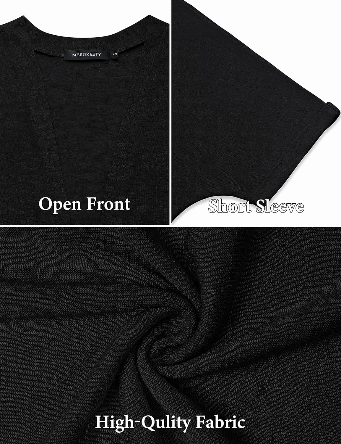 MEROKEETY Womens 2025 Summer Lightweight Cardigan Short Sleeve Open Front Casual Loose Cover Ups