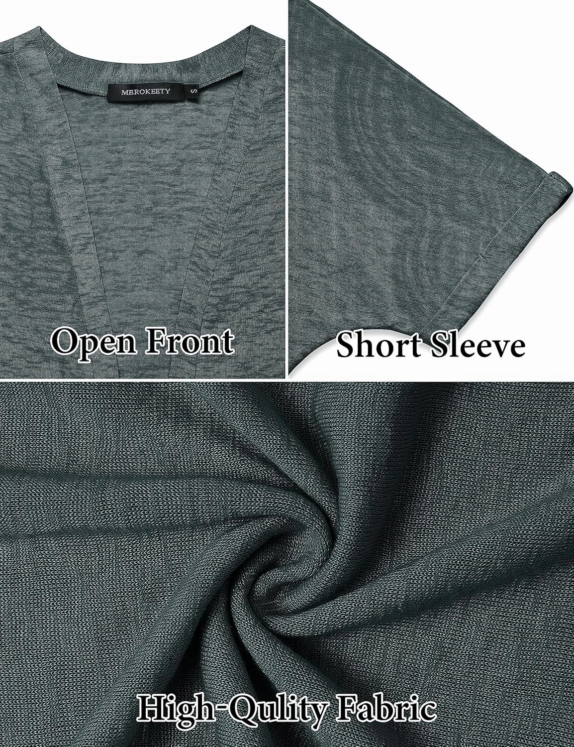 MEROKEETY Womens 2025 Summer Lightweight Cardigan Short Sleeve Open Front Casual Loose Cover Ups