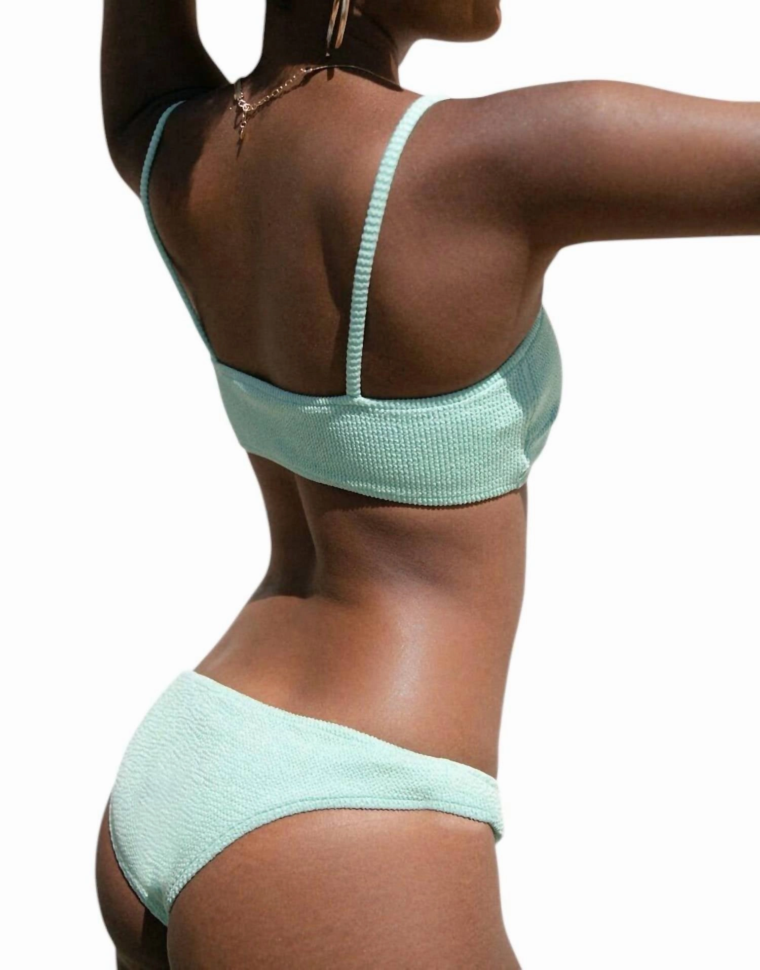 Mila Bandeau Bikini Top With Straps In Sage Green