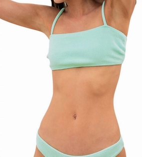 Mila Bandeau Bikini Top With Straps In Sage Green
