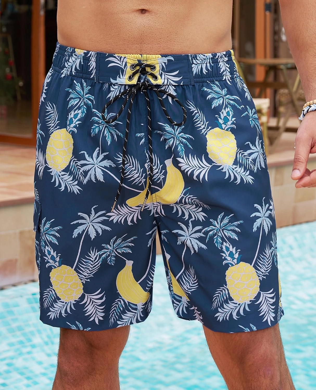 Milin Naco Mens Swim Trunks 7 Inch Inseam Compression Liner 2 in 1 Printed Swimming Short
