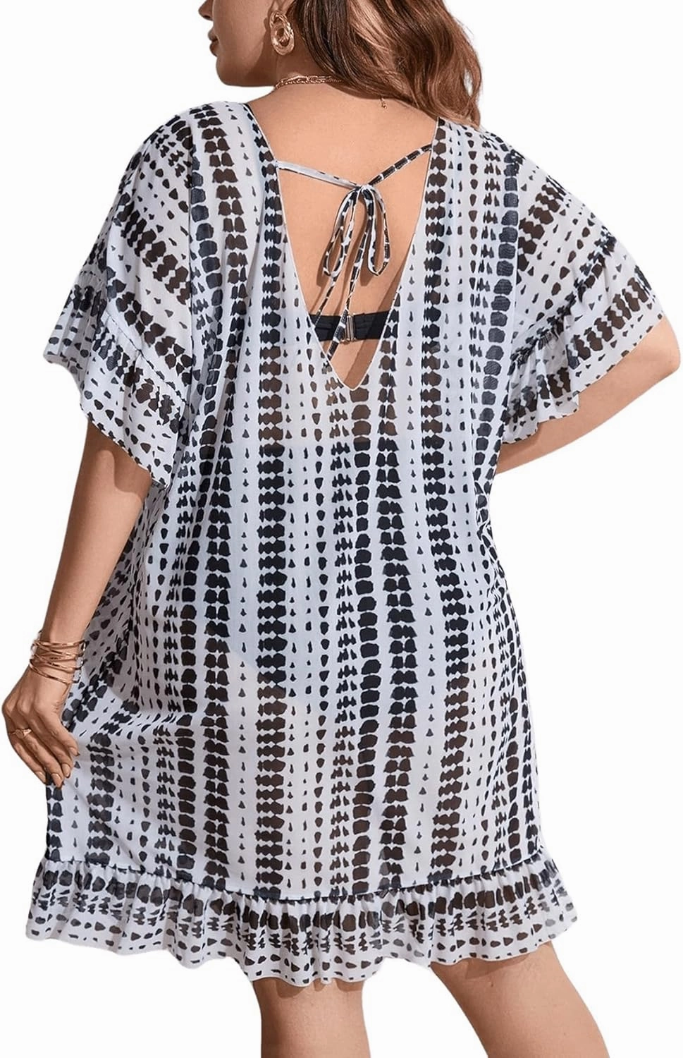 Milumia Women's Plus Size Swim Coverup Tie Dye A Line Bikini Cover Ups Beachwear