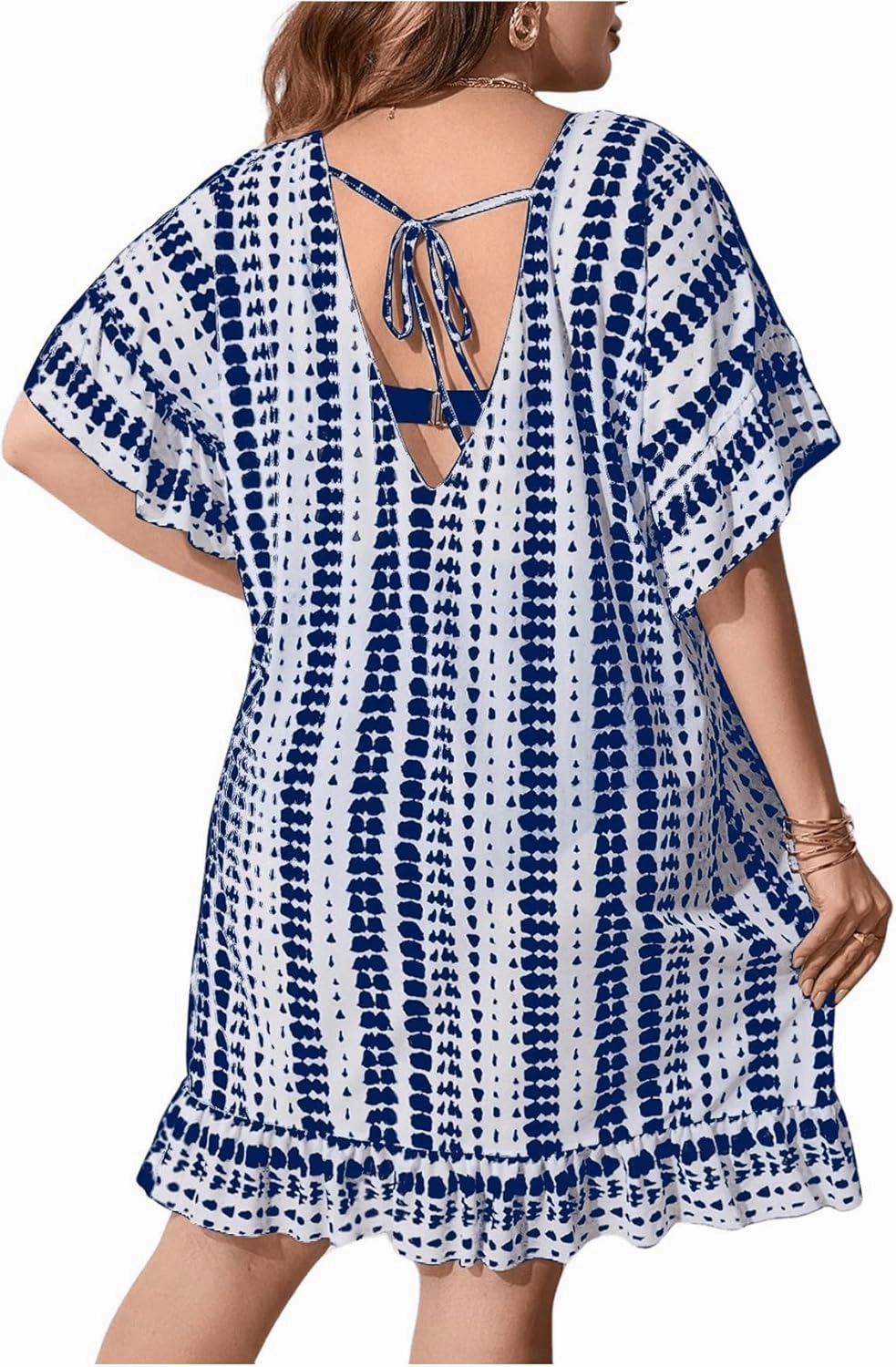 Milumia Women's Plus Size Swim Coverup Tie Dye A Line Bikini Cover Ups Beachwear