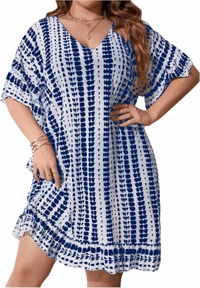 Milumia Women's Plus Size Swim Coverup Tie Dye A Line Bikini Cover Ups Beachwear