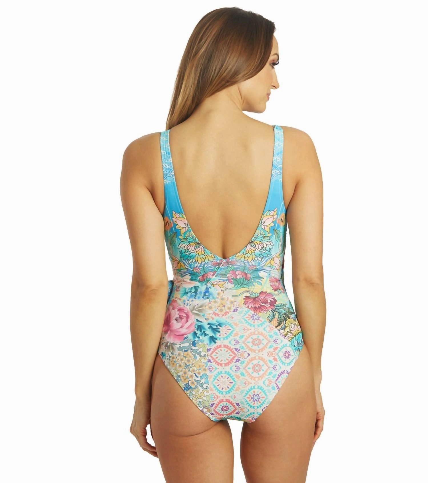 Mixi One Piece Swimsuit Wrap Style In Multi