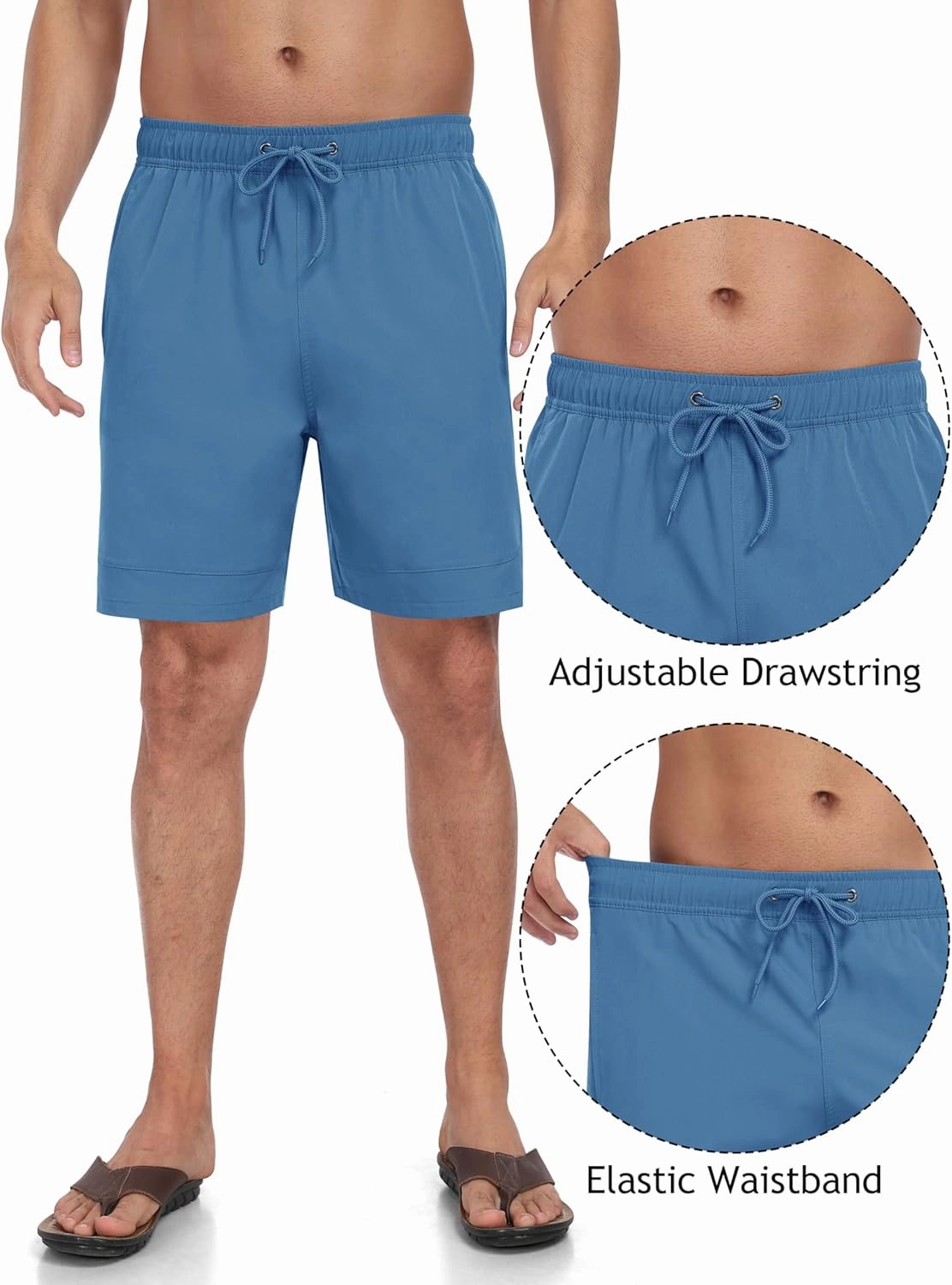 MoFiz Mens Swim Trunks 7inch Swim Shorts with Compression Liner Swimming Suits Board Shorts Surf Short Bathing Suit