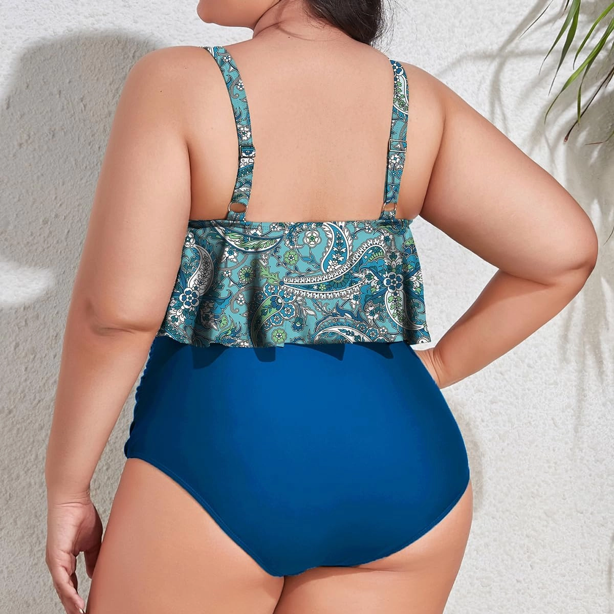 Mooncore Womens Plus Size Swimsuit High Waisted Tankini Bathing Suits Two Piece Flounce Bikini Swimsuit