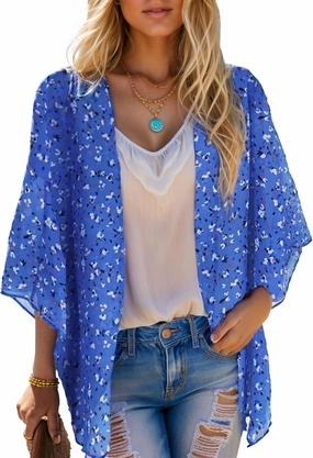Moss Rose Women's Beach Kimono Coverup Sheer Chiffon Cover Ups, Casual Loose Open Front Cardigan Tops