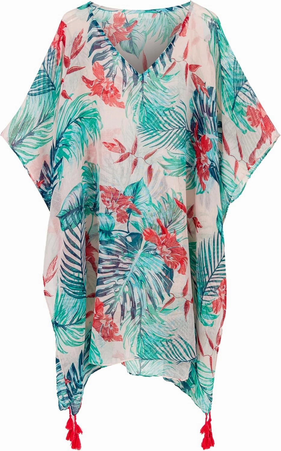 Moss Rose Women's Swimsuit Cover up Beach Kaftan for Bathing Suit with Floral Pattern
