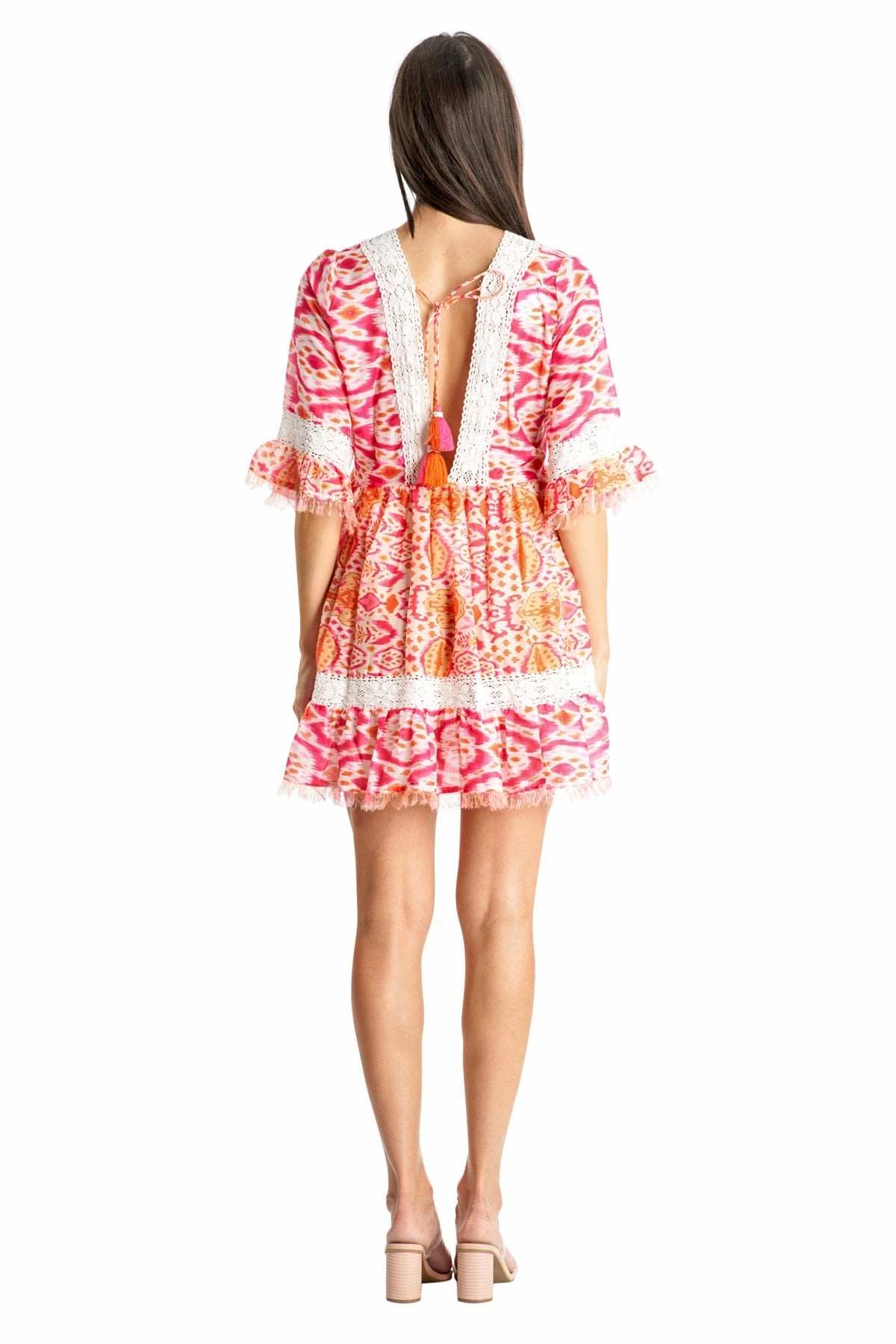Natasha Women's Lace Trim Mini Shift Dress