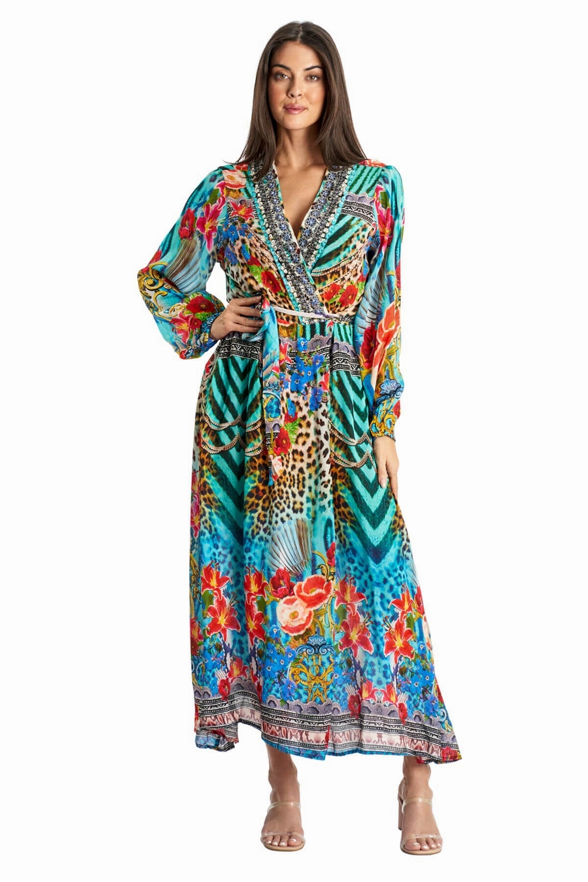 Nelly Wrap 2 Way Sleeve Maxi Dress