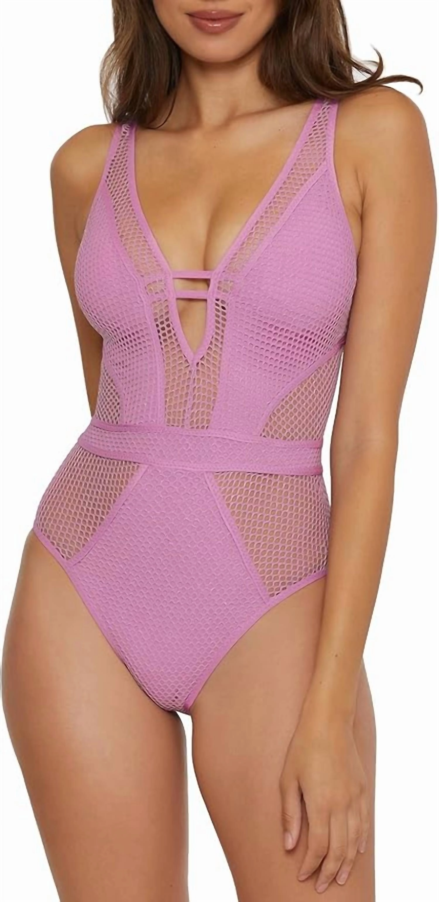 Network Show & Tell Plunge Swimsuit In Mave (Light Purple)