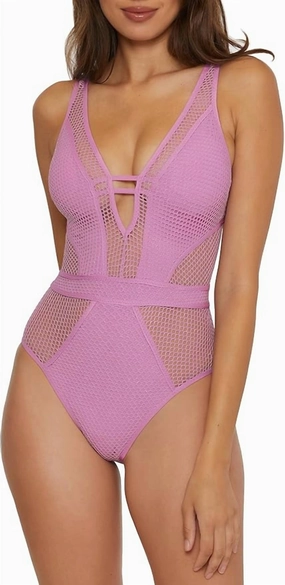 Network Show & Tell Plunge Swimsuit In Mave (Light Purple)