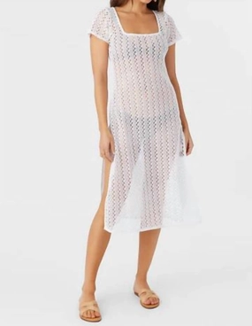 Nina Midi Crochet Cover-Up Dress In White