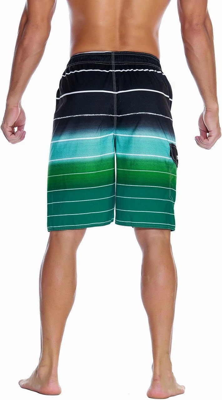 Nonwe Men's Beachwear Summer Holiday Swim Trunks Quick Dry Striped
