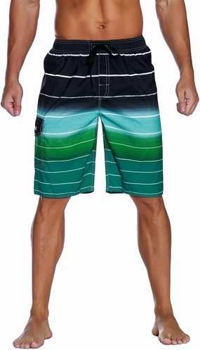 Nonwe Men's Beachwear Summer Holiday Swim Trunks Quick Dry Striped