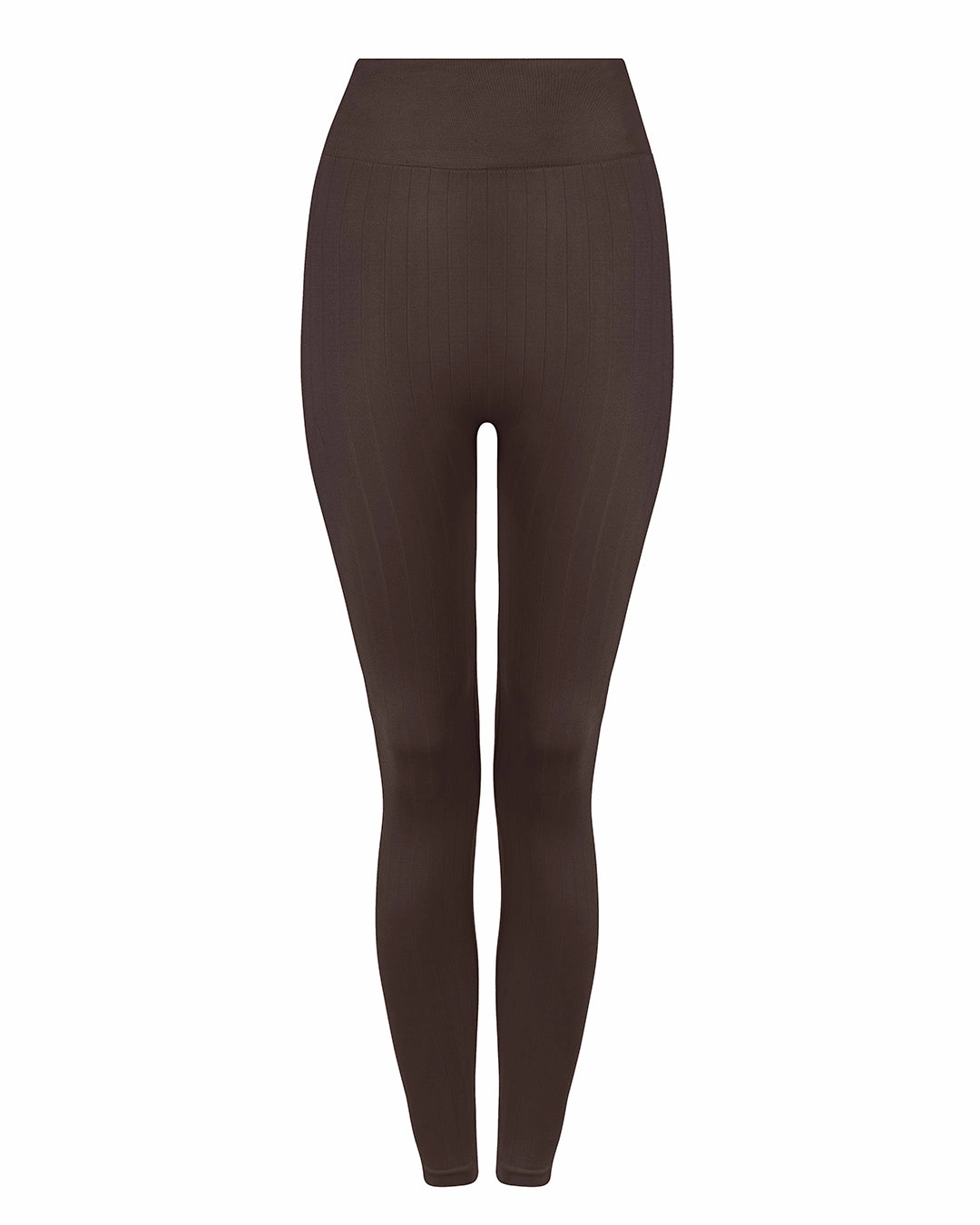 NOURISH Flat Ribbbed Leggings | Chocolate Brown