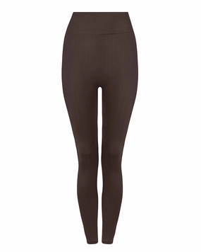 NOURISH Flat Ribbbed Leggings | Chocolate Brown