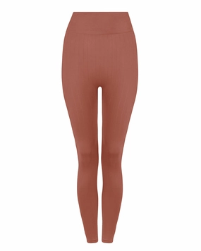 NOURISH Flat Ribbed Leggings | Rusty Pink