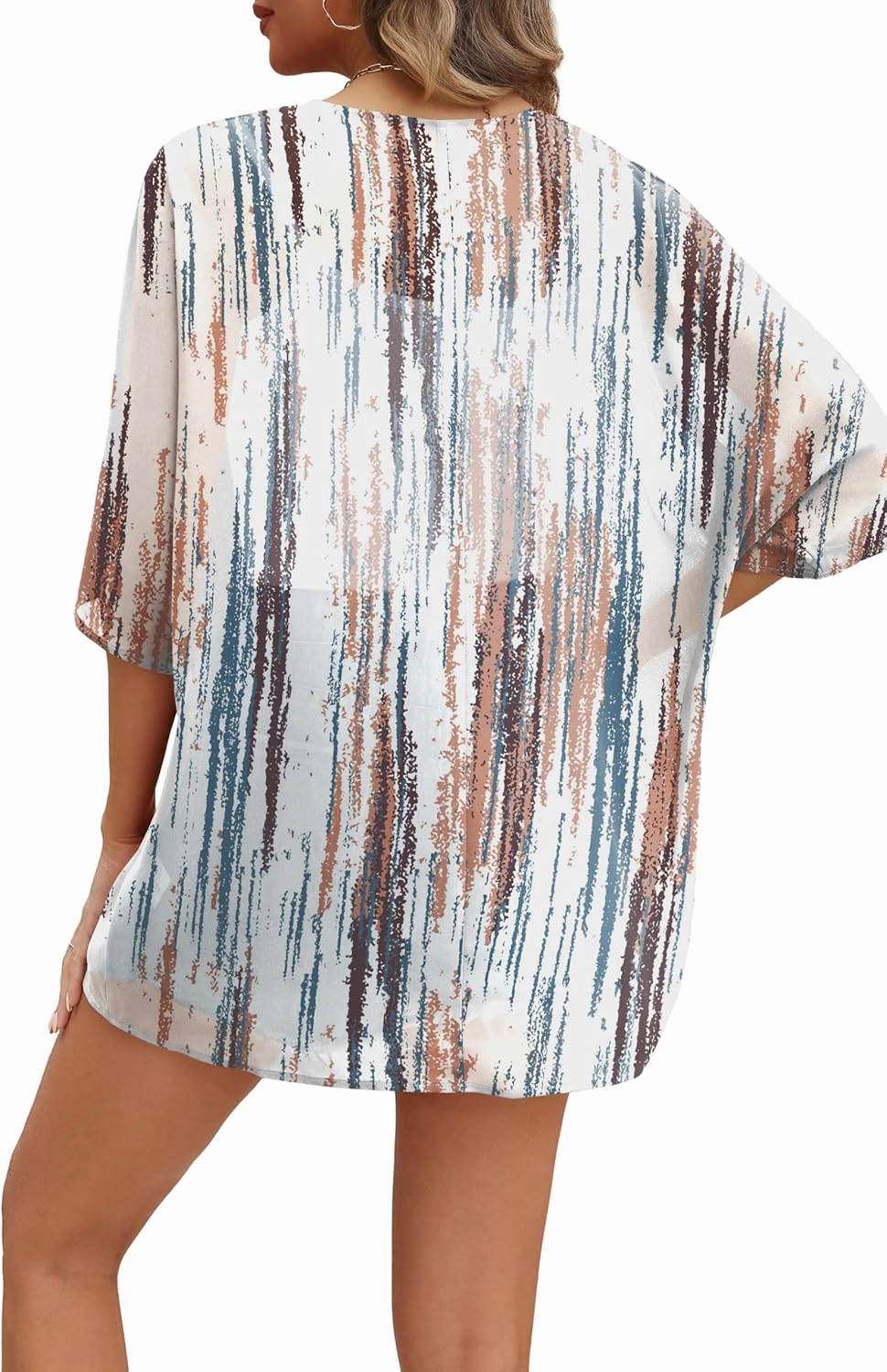 OFEEFAN Beach Cover Ups for Women 3/4 Length Sleeve Womens Tops Summer Cardigan Casual Blouses Loose Fit