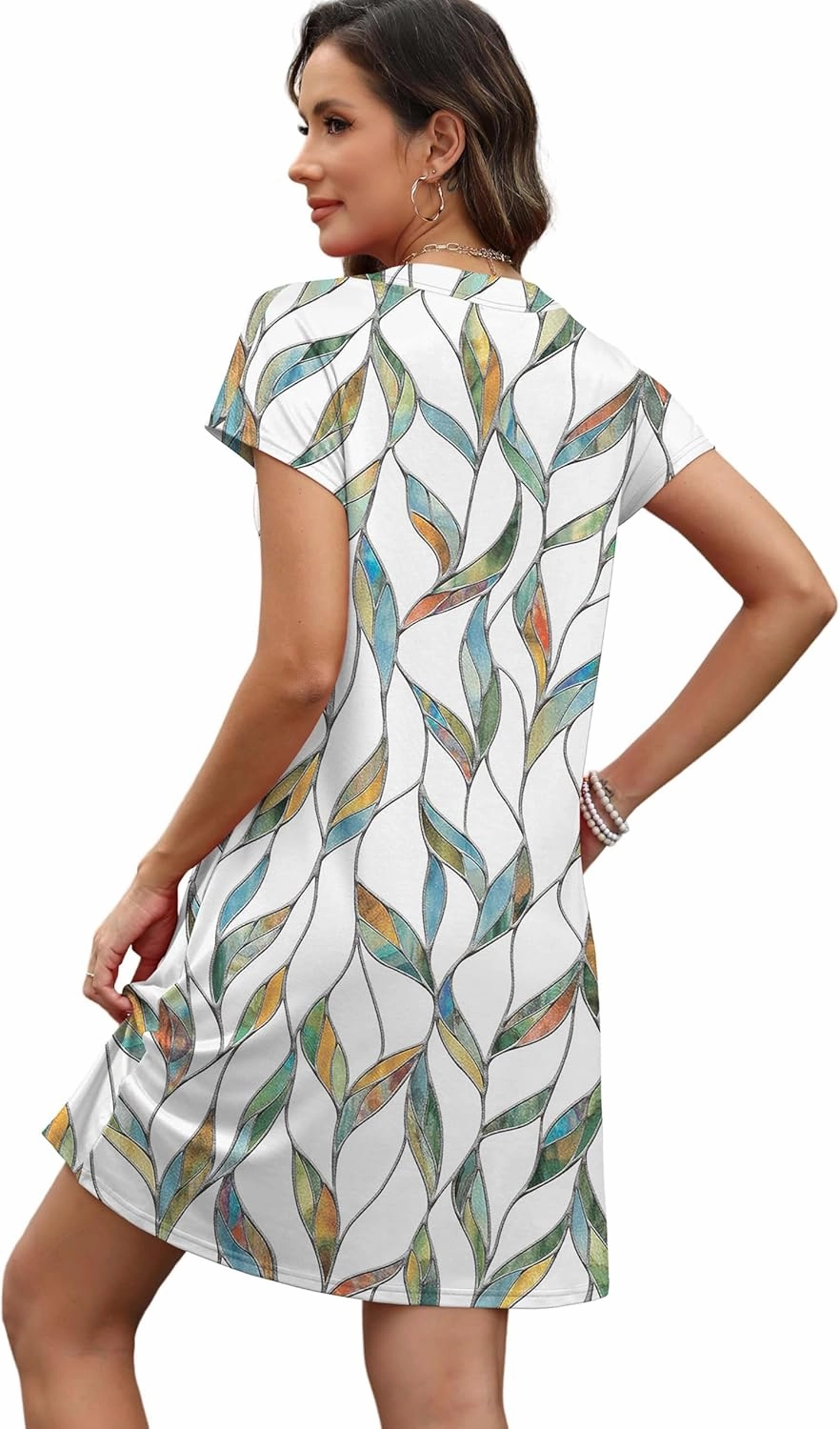 OFEEFAN Summer Dresses for Women Beach Cover Ups for Women with Pockets V Neck Swimsuit Loose Fit