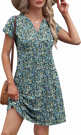 OFEEFAN Summer Dresses for Women Beach Cover Ups for Women with Pockets V Neck Swimsuit Loose Fit