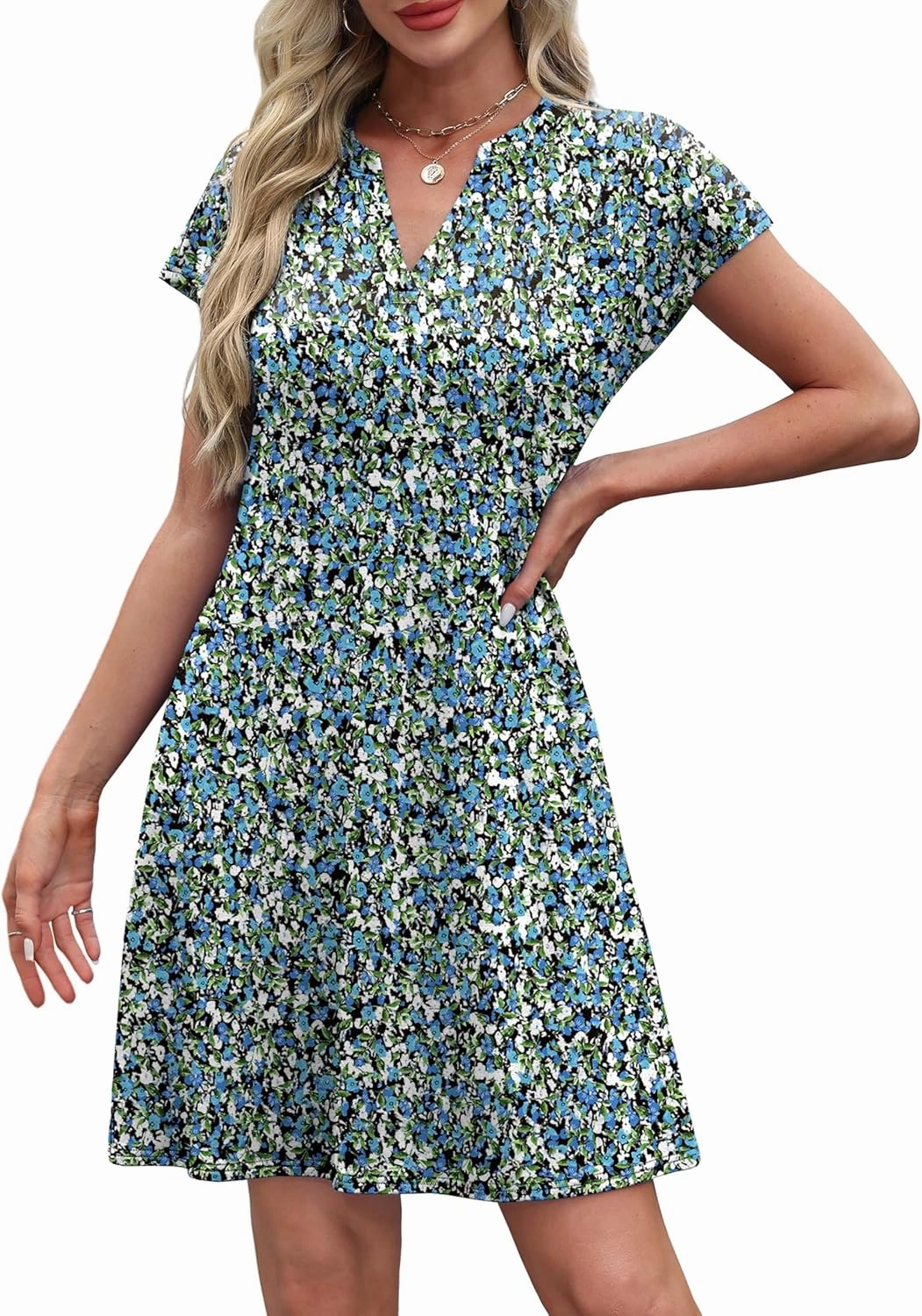 OFEEFAN Summer Dresses for Women Beach Cover Ups for Women with Pockets V Neck Swimsuit Loose Fit