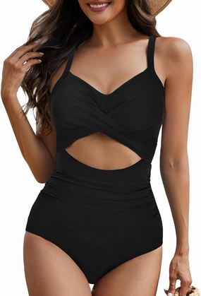 One Piece Swim Suits for Women 2025 Sexy Tummy Control Swimsuits Cutout High Waisted Criss Cross Back Bathing Suit for Women