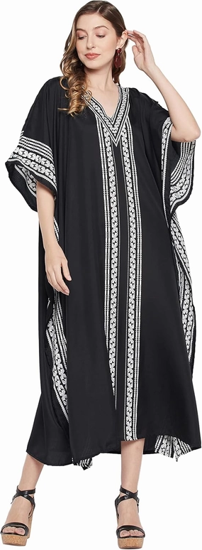 Oussum Plus Size Kaftan for Women Polyester Summer Caftan Swimwear Cover Ups Maxi Beach Dress