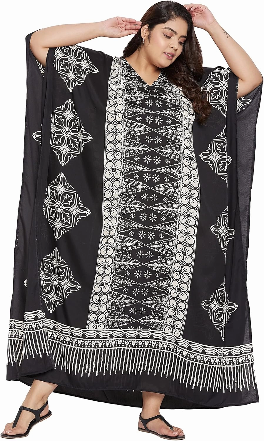 Oussum Plus Size Kaftan for Women Polyester Summer Caftan Swimwear Cover Ups Maxi Beach Dress