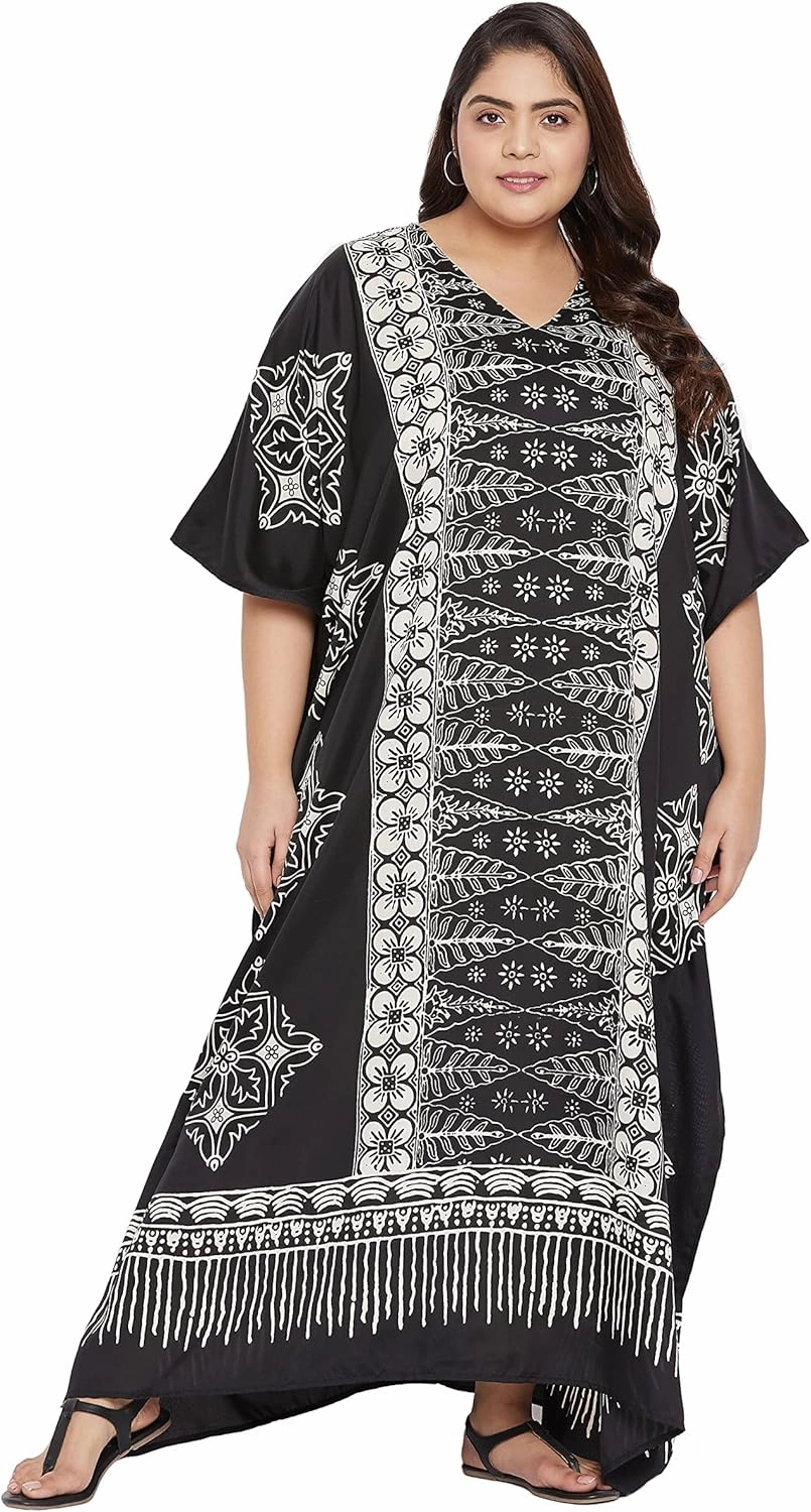 Oussum Plus Size Kaftan for Women Polyester Summer Caftan Swimwear Cover Ups Maxi Beach Dress