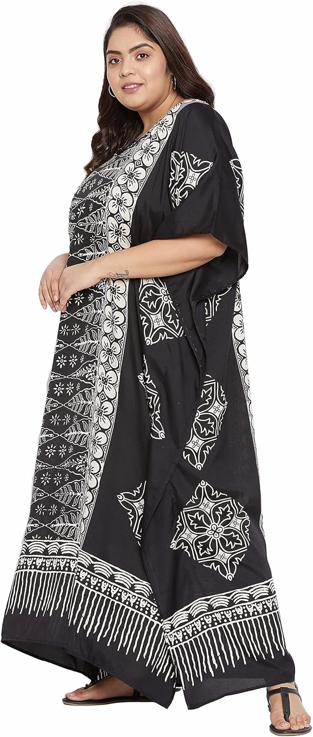 Oussum Plus Size Kaftan for Women Polyester Summer Caftan Swimwear Cover Ups Maxi Beach Dress