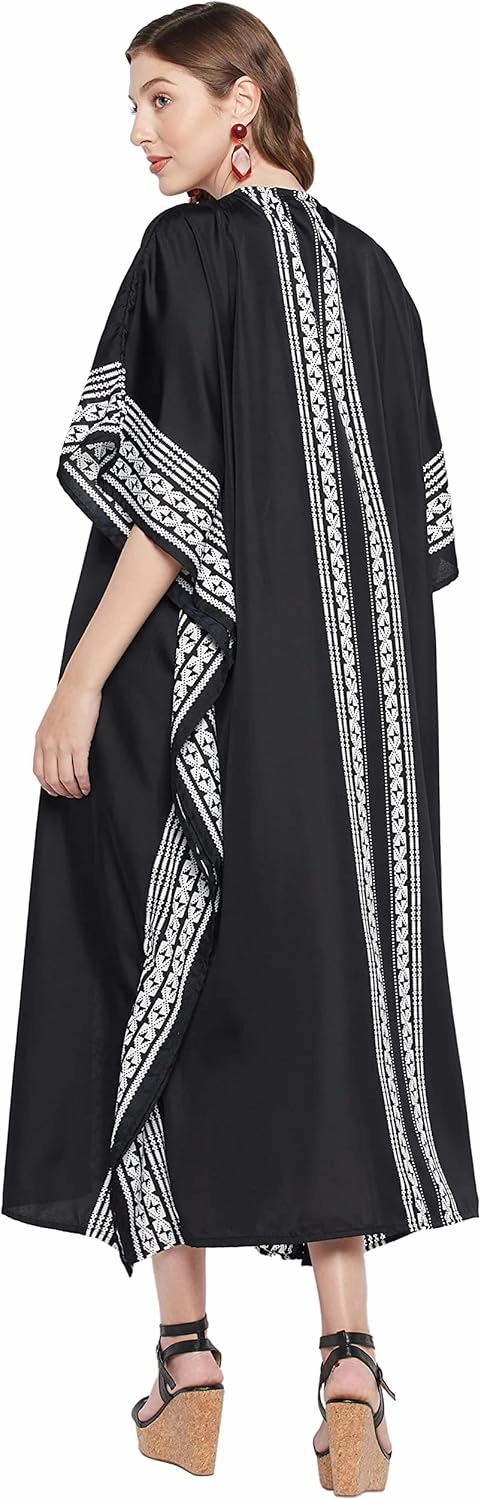 Oussum Plus Size Kaftan for Women Polyester Summer Caftan Swimwear Cover Ups Maxi Beach Dress