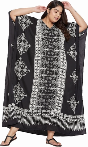 Oussum Plus Size Kaftan for Women Polyester Summer Caftan Swimwear Cover Ups Maxi Beach Dress