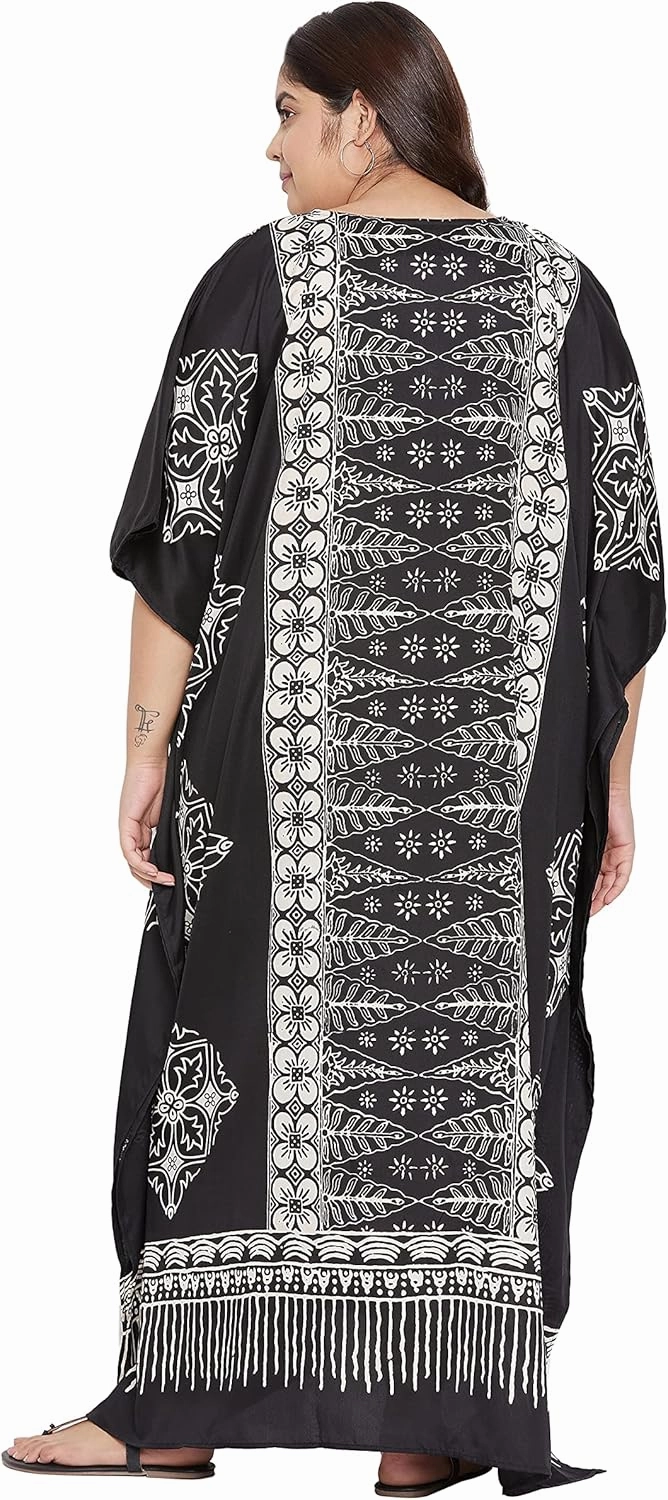 Oussum Plus Size Kaftan for Women Polyester Summer Caftan Swimwear Cover Ups Maxi Beach Dress