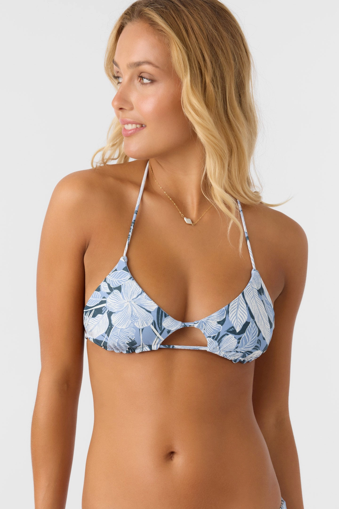 PALMETTO FLORAL STRIPE MADRID REVO HALTER TOP