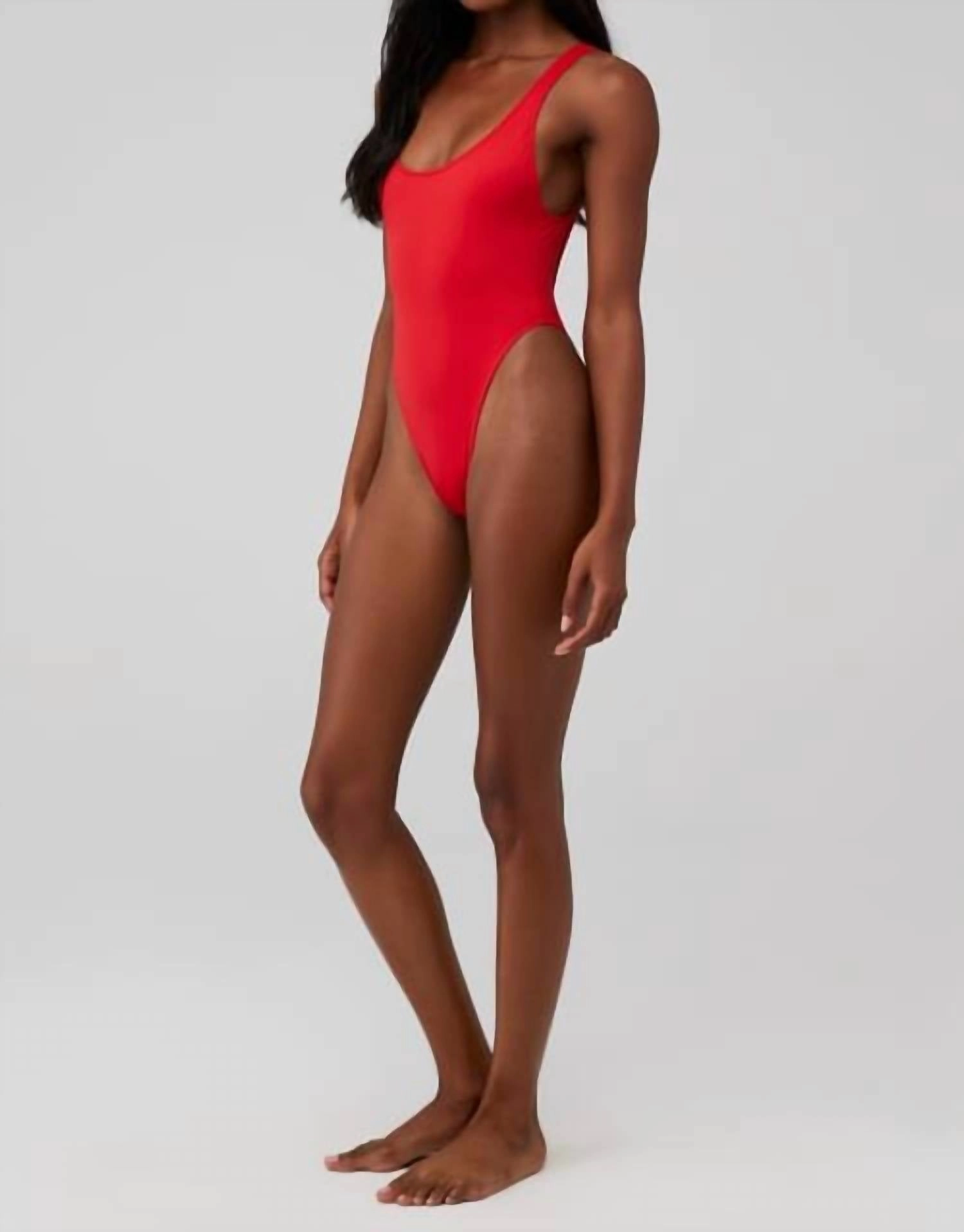 Pamela Anderson Cheeky One Piece Swimsuit In Anderson Red