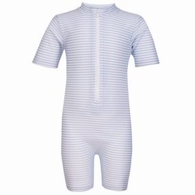 Petit Crabe Baby Blue/White Natsu Sunsuit with Zipper