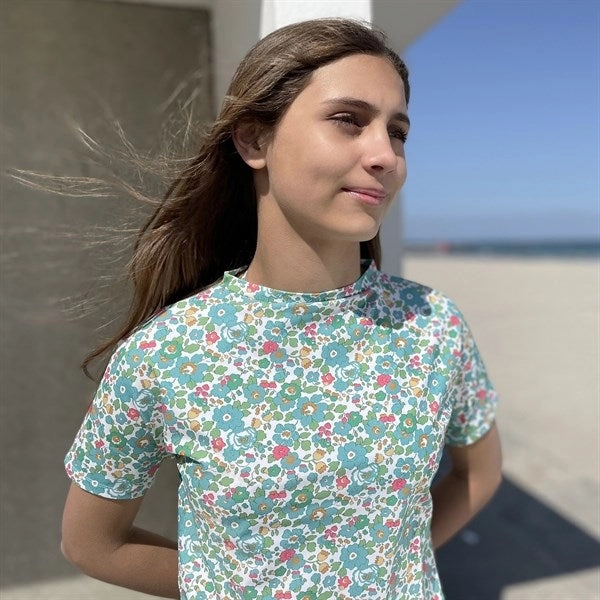 Petit Crabe Betsy D Luna Boatneck Swim Shirt Liberty fabric