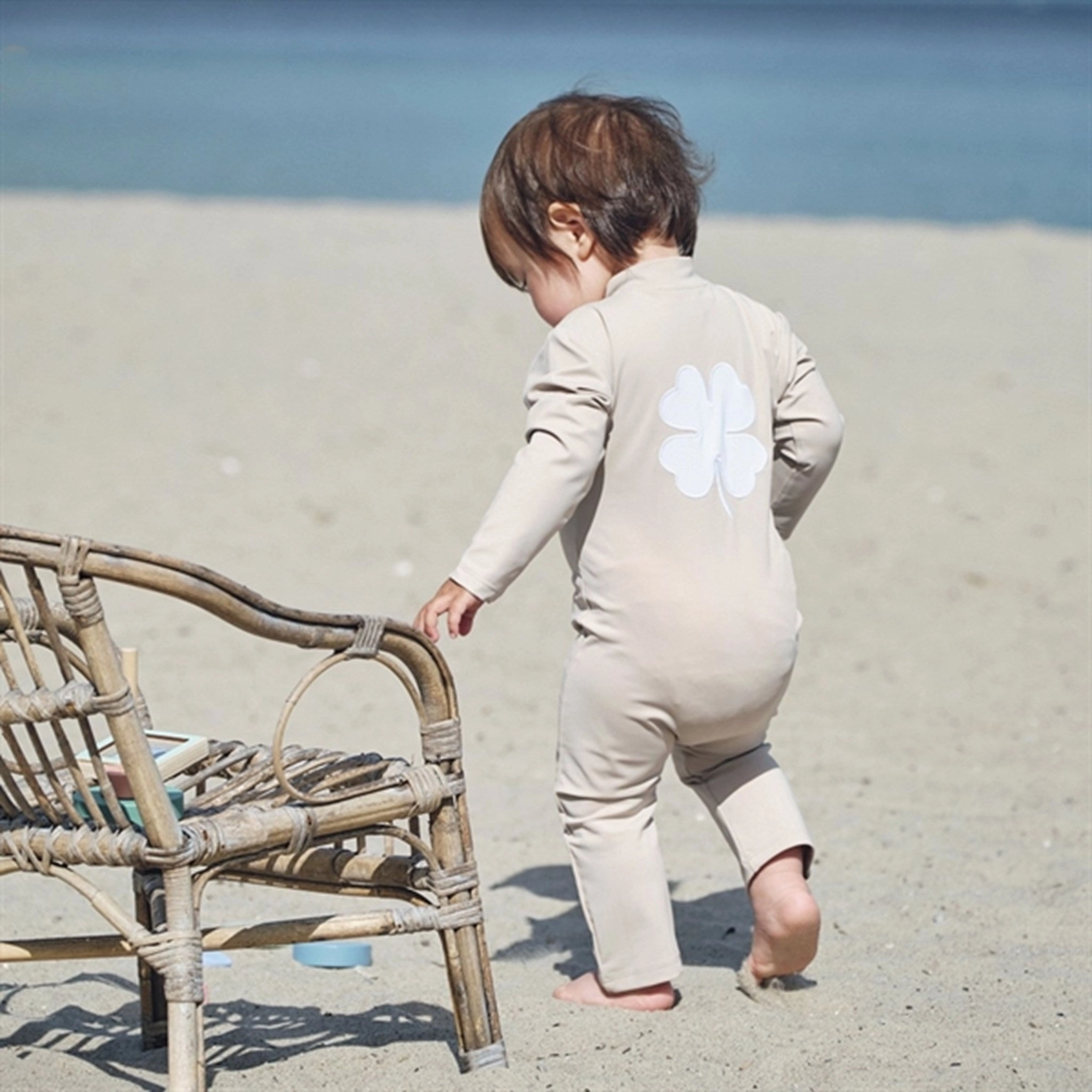 Petit Crabe Latte Lou Onesie with Zipper