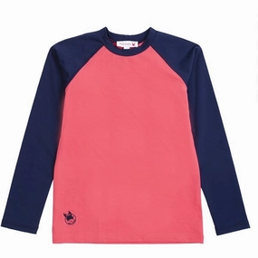 Petit Crabe Nectarine/Blue Raglan UV Swim Shirt