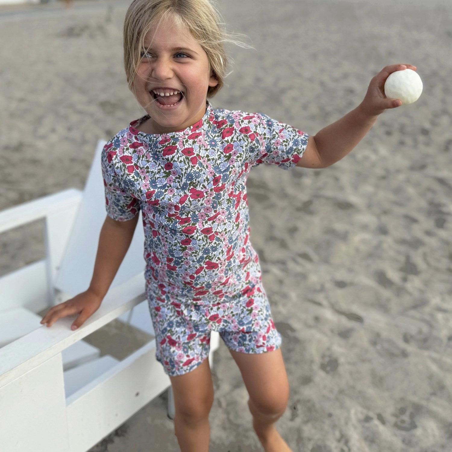 Petit Crabe Poppy & Daisy P Luna Boatneck Uv-Shirt S/S - Made With Liberty Fabric