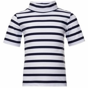 Petit Crabe White/Blue Turtleneck Tee K/