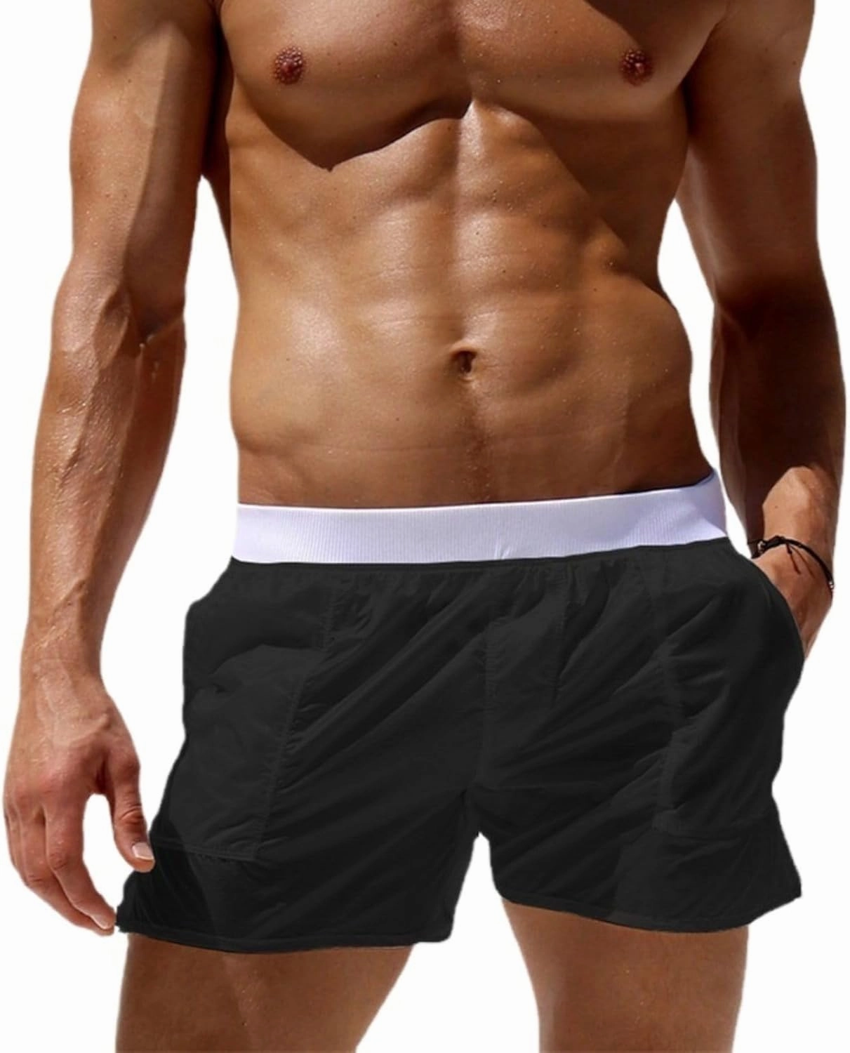 PetPhindU Men's Swim Trunks Board Shorts Summer Quick Dry Swimsuits Unlined Transparent Bathing Suit