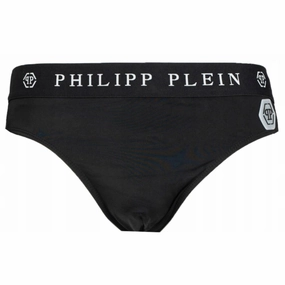 Philipp Plein Sleek Nylon Swim Briefs with Iconic Logo Men's Detail